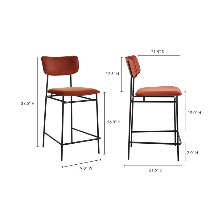 BAUER AMBER VELVET BARSTOOL