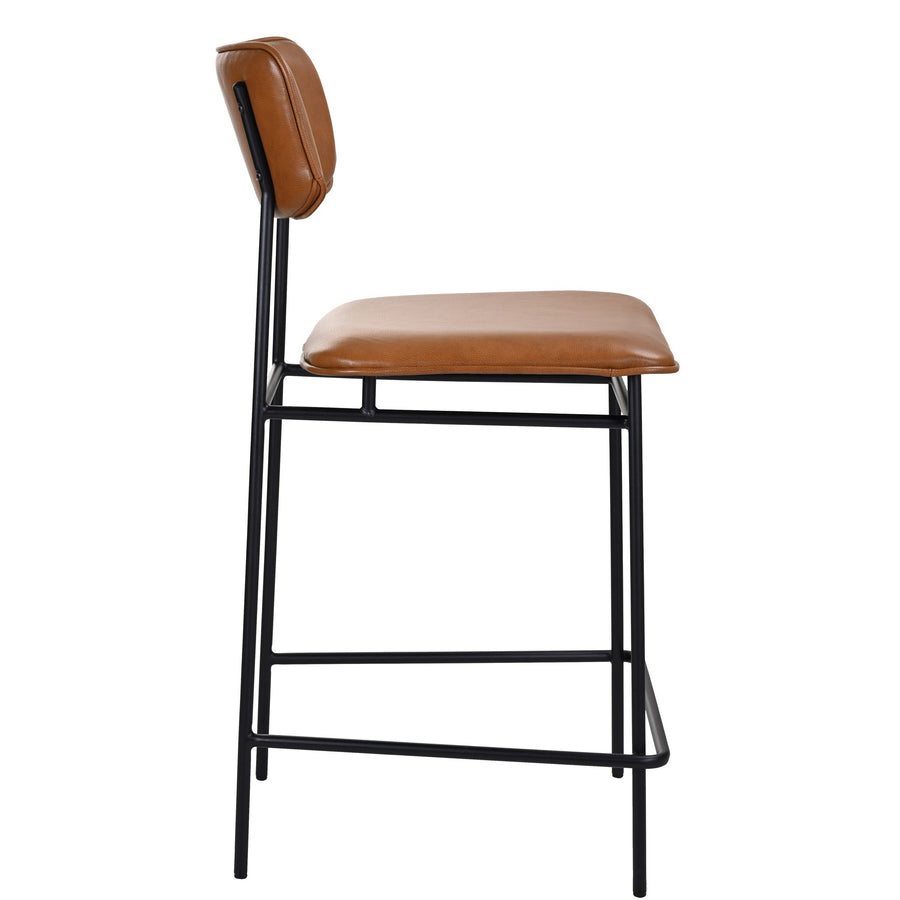 BAUER CHESTNUT LEATHER BARSTOOL