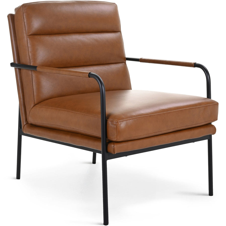 BAUER CHESTNUT LEATHER ARM CHAIR