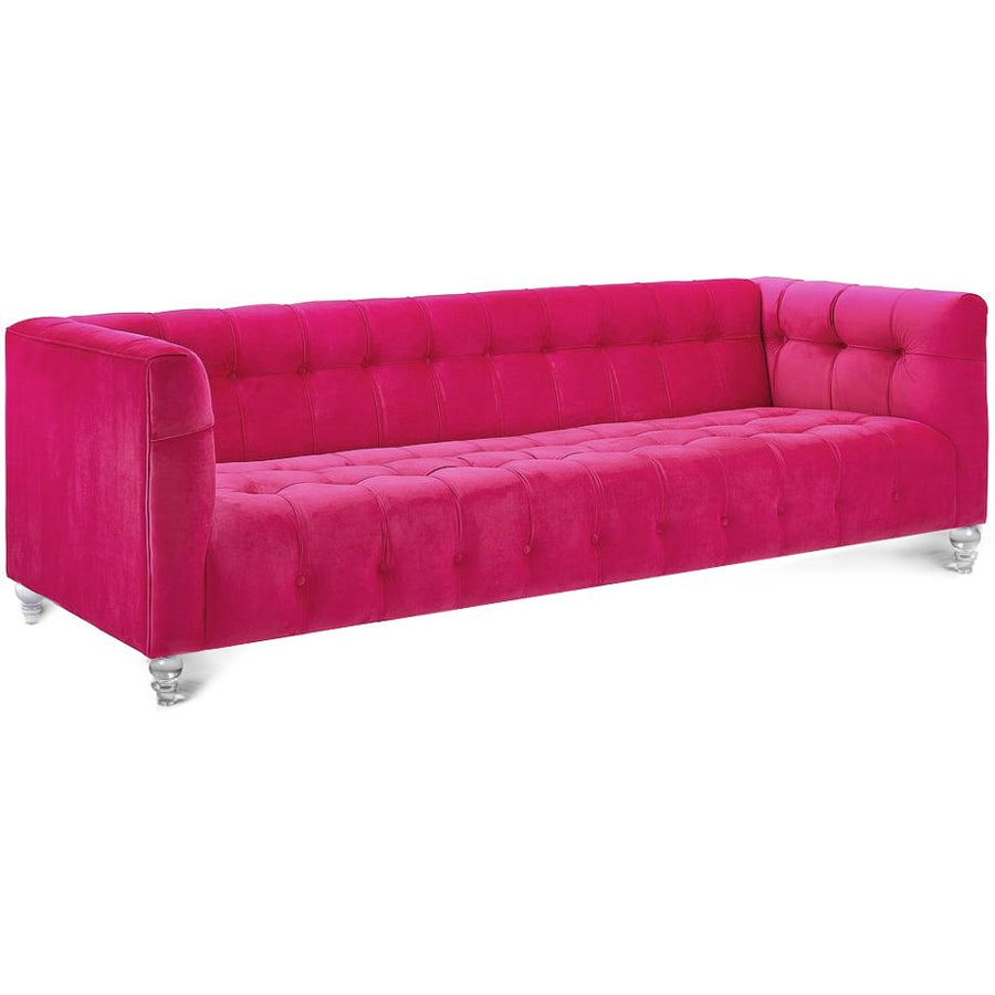 BEATRICE TUFTED VELVET SOFA + LUCITE LEGS