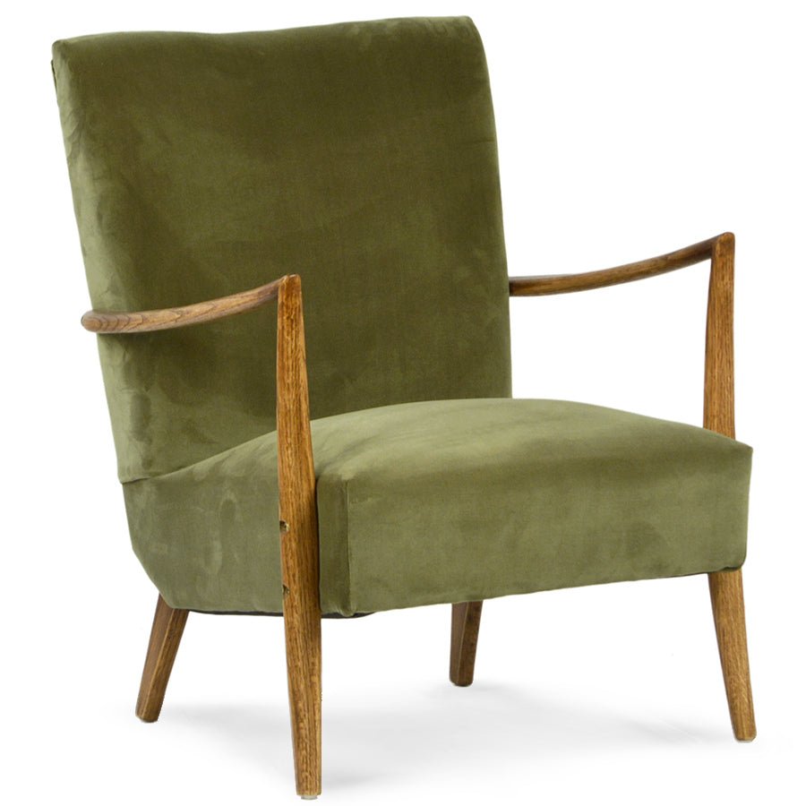 BECKER ARM CHAIR: OLIVE GREEN VELVET