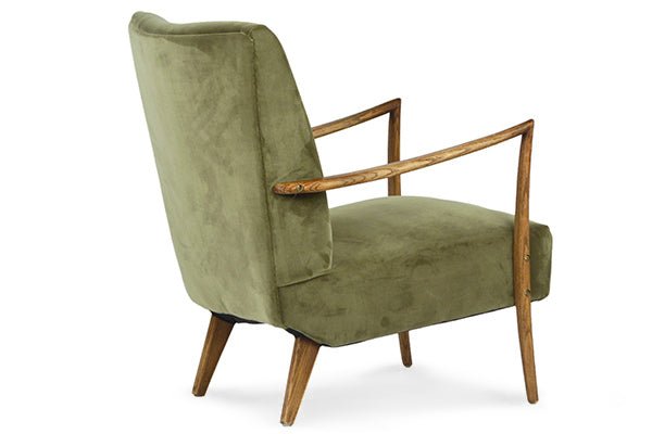 BECKER ARM CHAIR: OLIVE GREEN VELVET