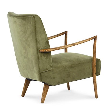 BECKER ARM CHAIR: OLIVE GREEN VELVET