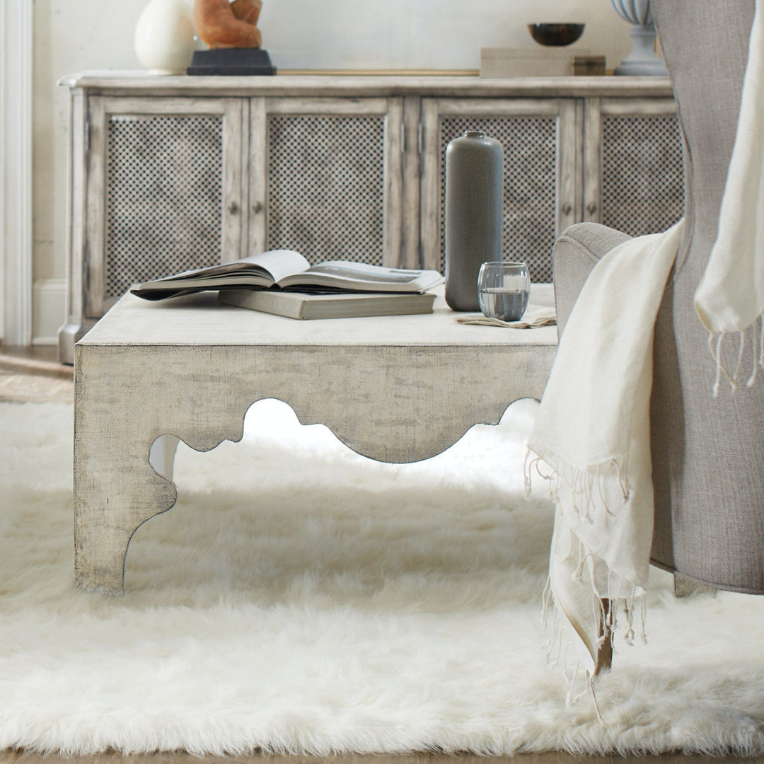 BELGIAN WHITE LINEN TEXTURED COFFEE TABLE