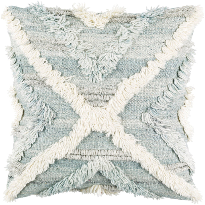 BELU FRINGE PILLOW: GLACIER BLUE