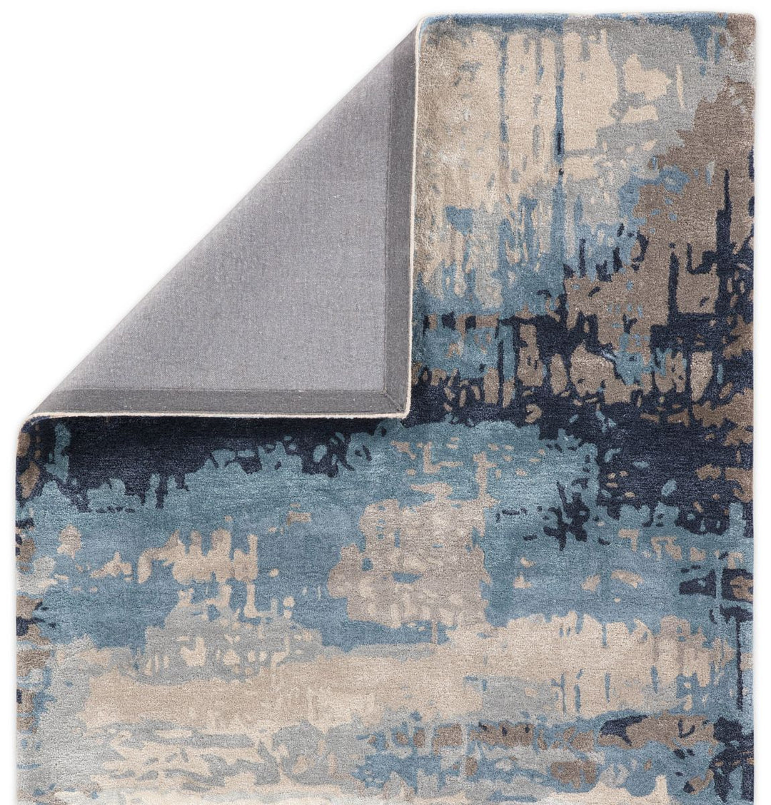 BENA WOOL + VISCOSE RUG: BLUE, STONE