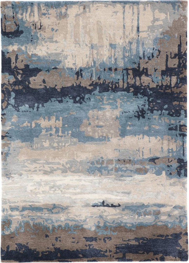 BENA WOOL + VISCOSE RUG: BLUE, STONE