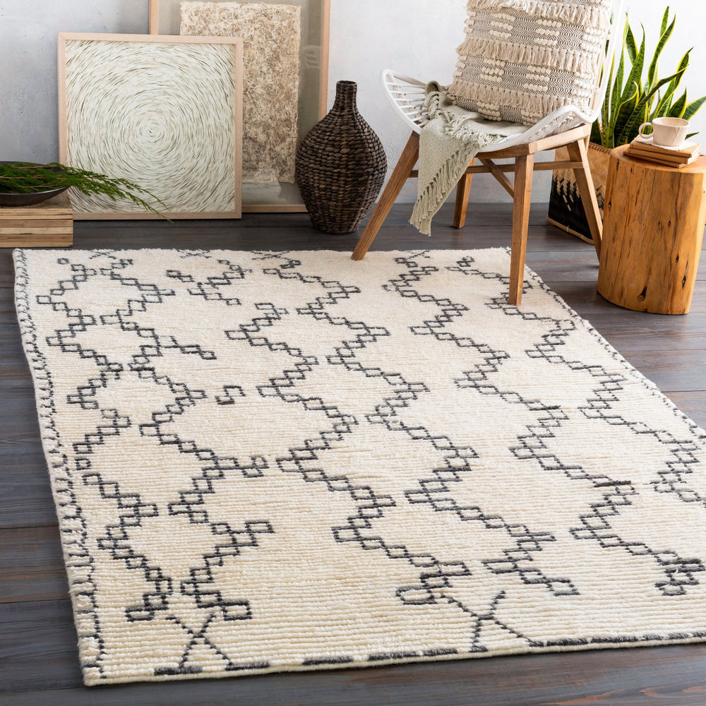 BENI HAND - WOVEN WOOL RUG: CREAM, GREY