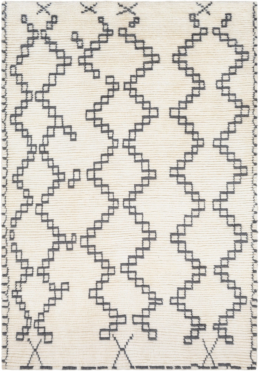 BENI HAND - WOVEN WOOL RUG: CREAM, GREY