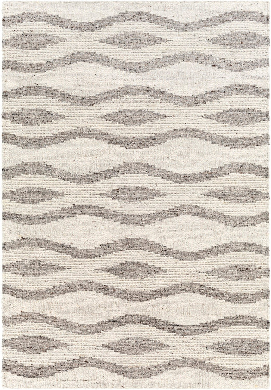 BENJY HAND - WOVEN WOOL RUG: CREAM, CHARCOAL