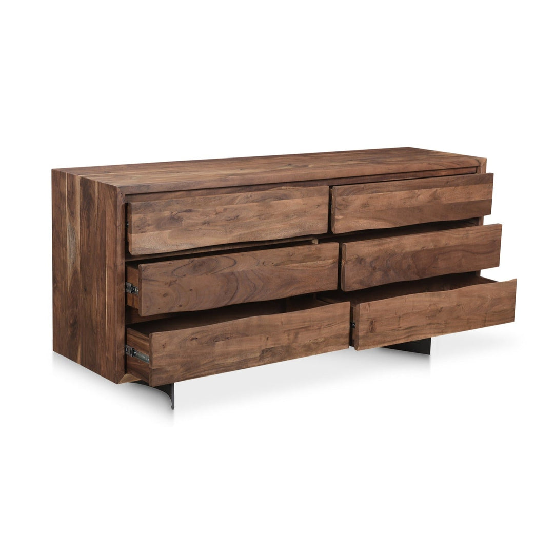 BENT SMOKED ACACIA WOOD DRESSER