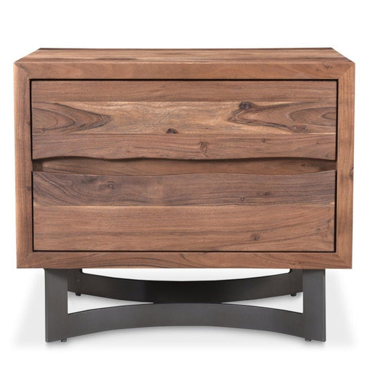 BENT SMOKED ACACIA WOOD NIGHTSTAND