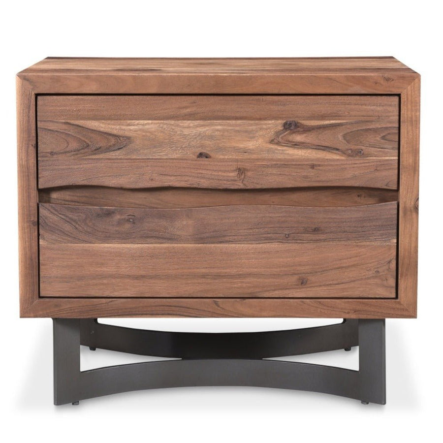 BENT SMOKED ACACIA WOOD NIGHTSTAND