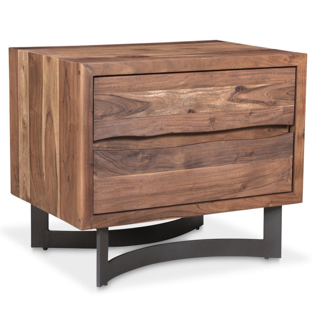 BENT SMOKED ACACIA WOOD NIGHTSTAND