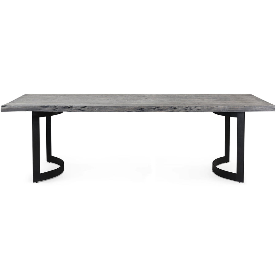 BENT IRON WEATHERED GREY LIVE - EDGE DINING TABLE