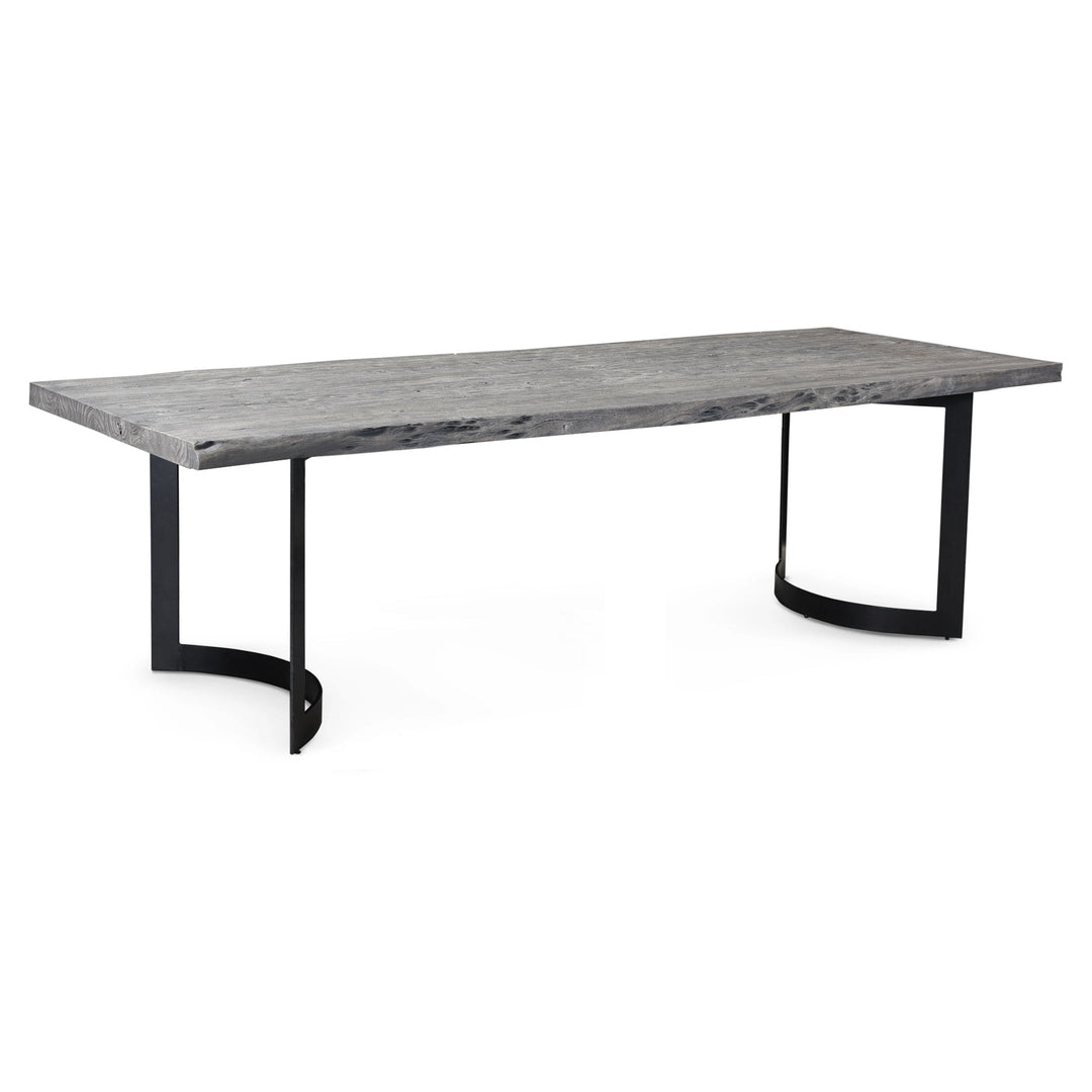 BENT IRON WEATHERED GREY LIVE - EDGE DINING TABLE