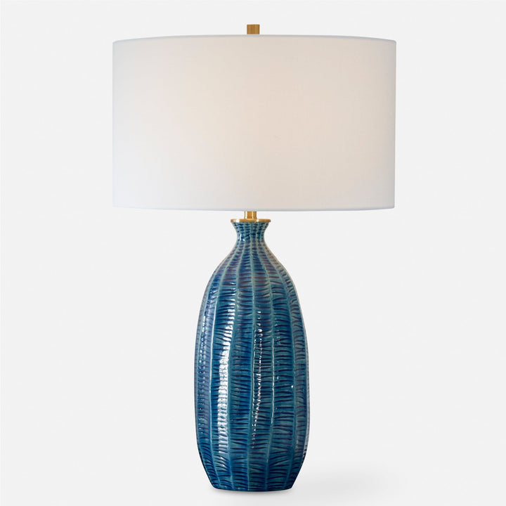 BIXBY BLUE CERAMIC TABLE LAMP