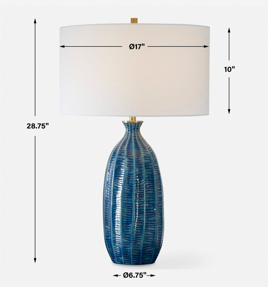 BIXBY BLUE CERAMIC TABLE LAMP