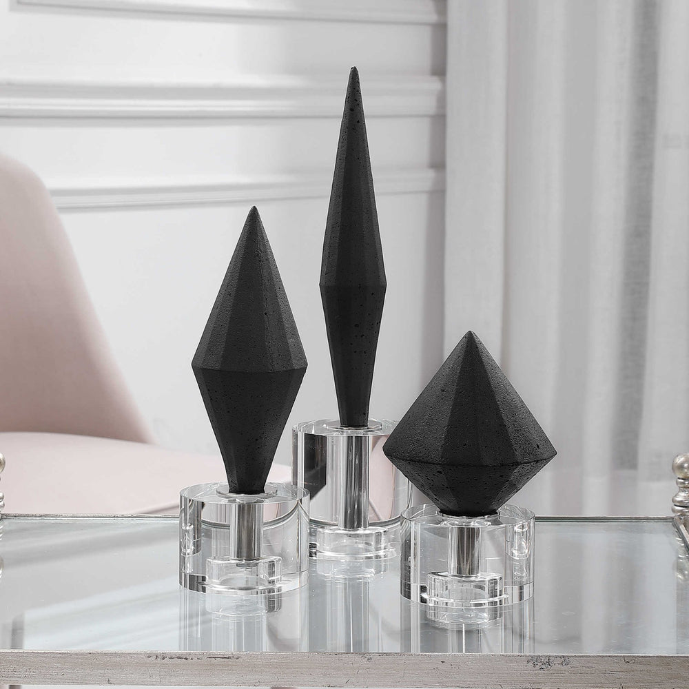 BLACK DIAMOND STONE SCULPTURES | SET OF 3