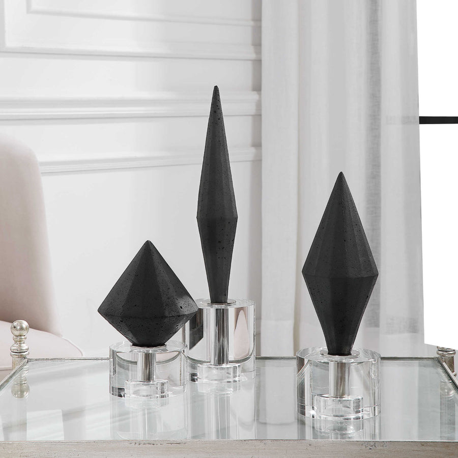 BLACK DIAMOND STONE SCULPTURES | SET OF 3