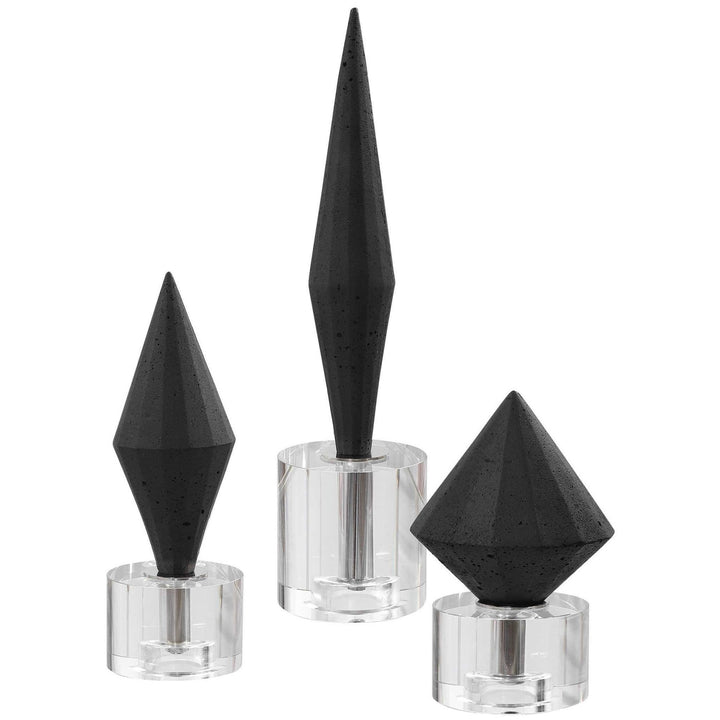 BLACK DIAMOND STONE SCULPTURES | SET OF 3