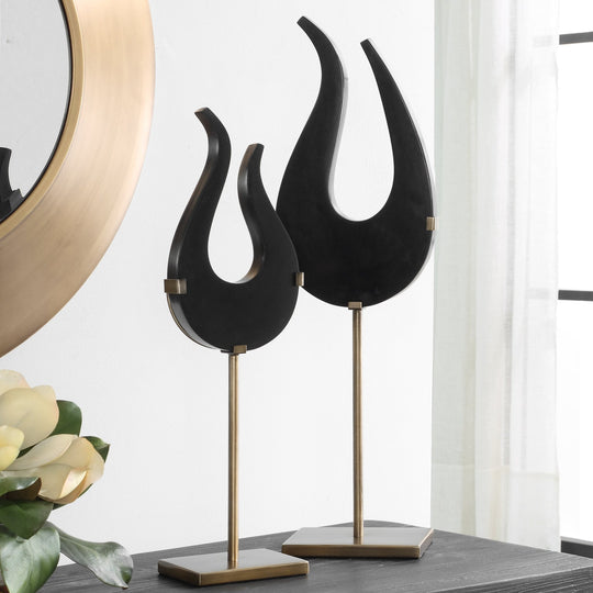 BLACK FLAME SCULPTURES | SET OF 2