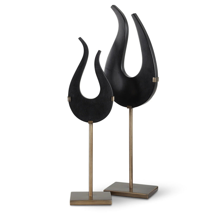 BLACK FLAME SCULPTURES | SET OF 2