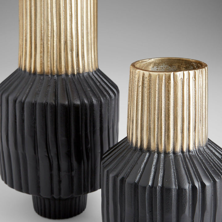 BLACK & GOLD ALLUMAGE VASES