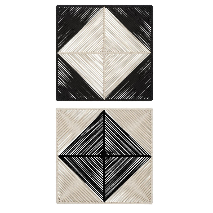 BLACK+NATURAL GEOMETRIC ROPED WALL SQUARES