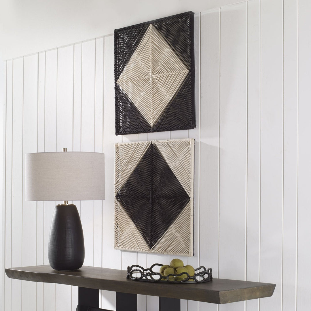 BLACK+NATURAL GEOMETRIC ROPED WALL SQUARES