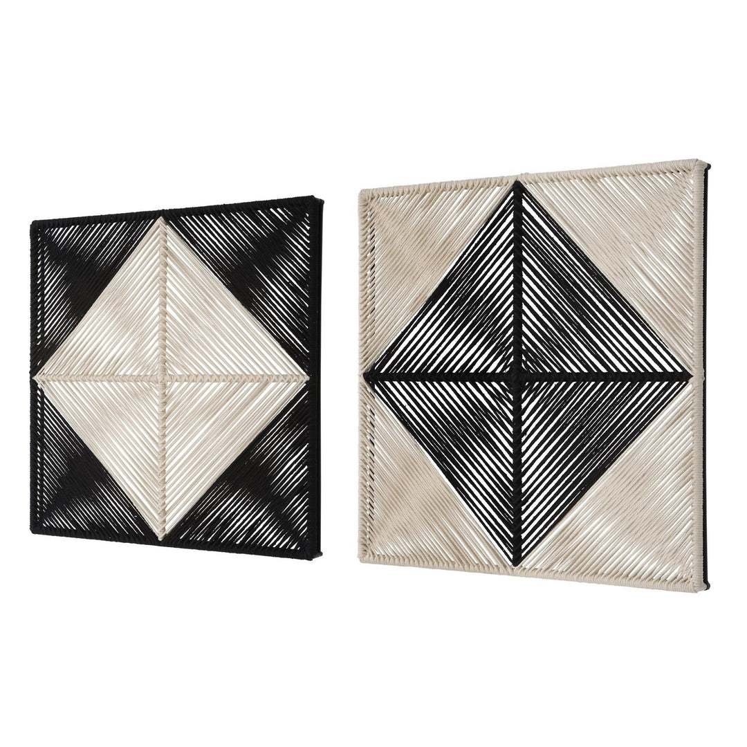 BLACK+NATURAL GEOMETRIC ROPED WALL SQUARES