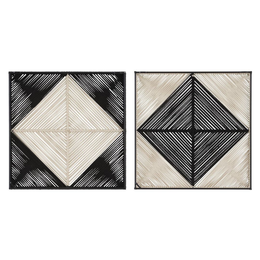 BLACK+NATURAL GEOMETRIC ROPED WALL SQUARES