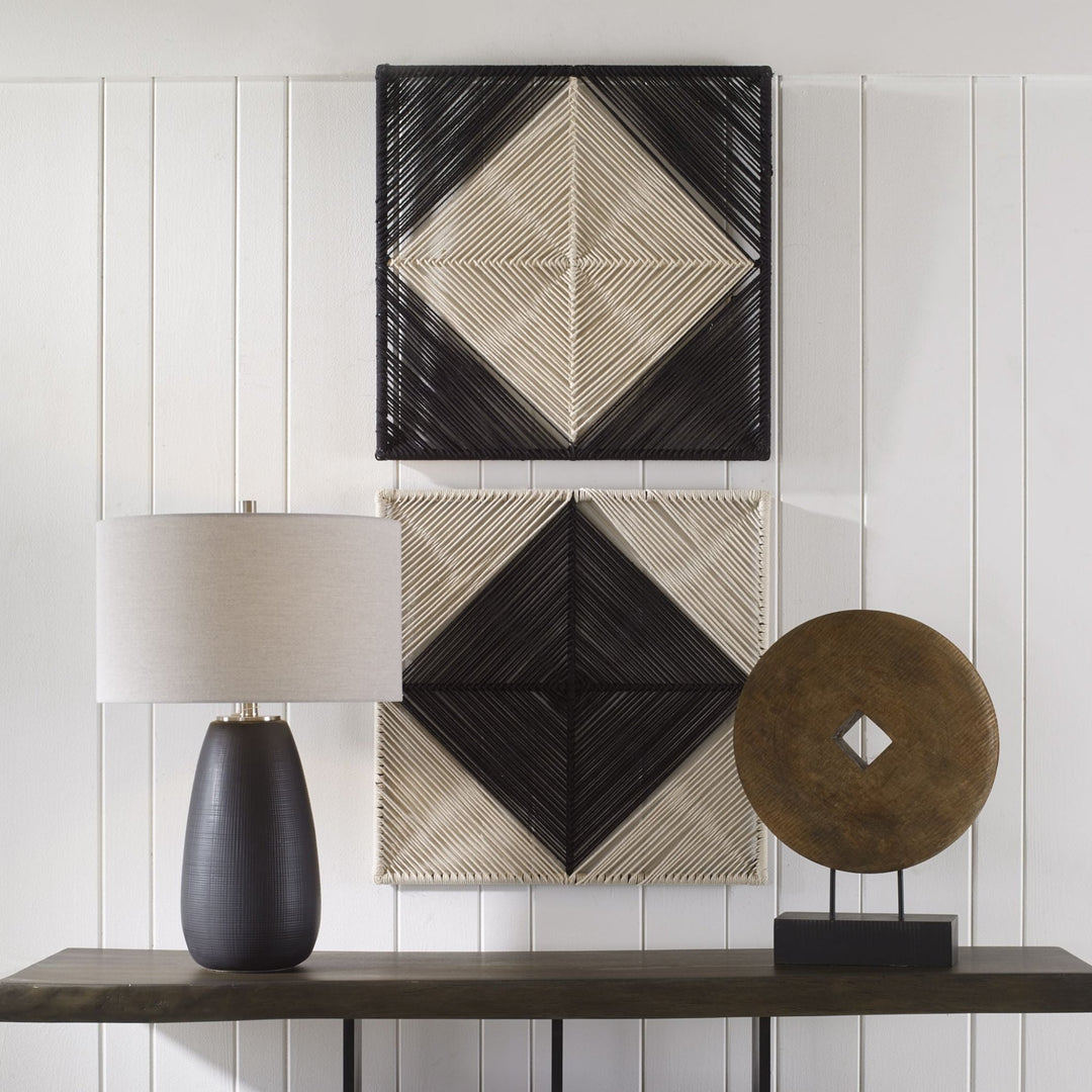 BLACK+NATURAL GEOMETRIC ROPED WALL SQUARES