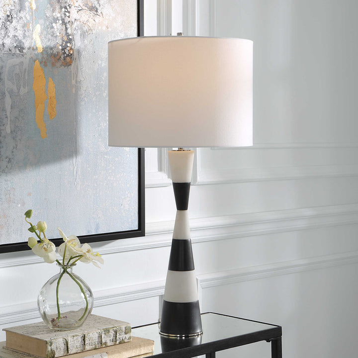 BLACK & WHITE BANDEAU TABLE LAMP