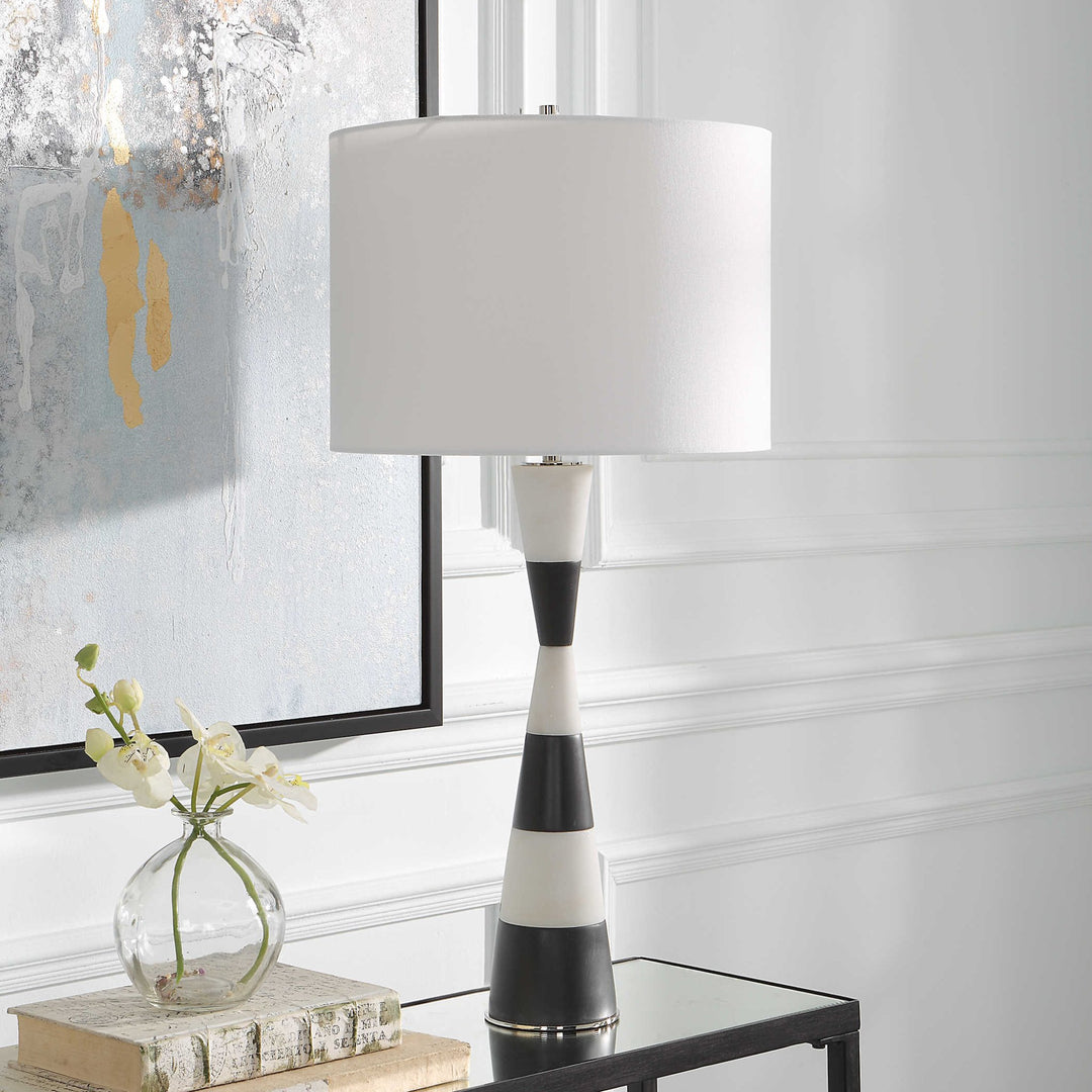 BLACK & WHITE BANDEAU TABLE LAMP