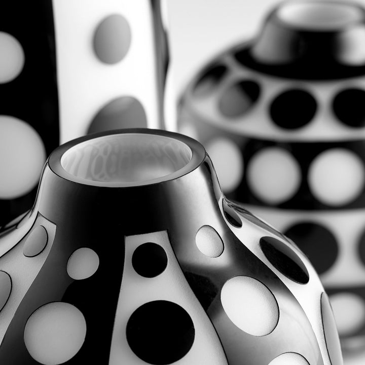 BLACK & WHITE DOT GLASS VASES