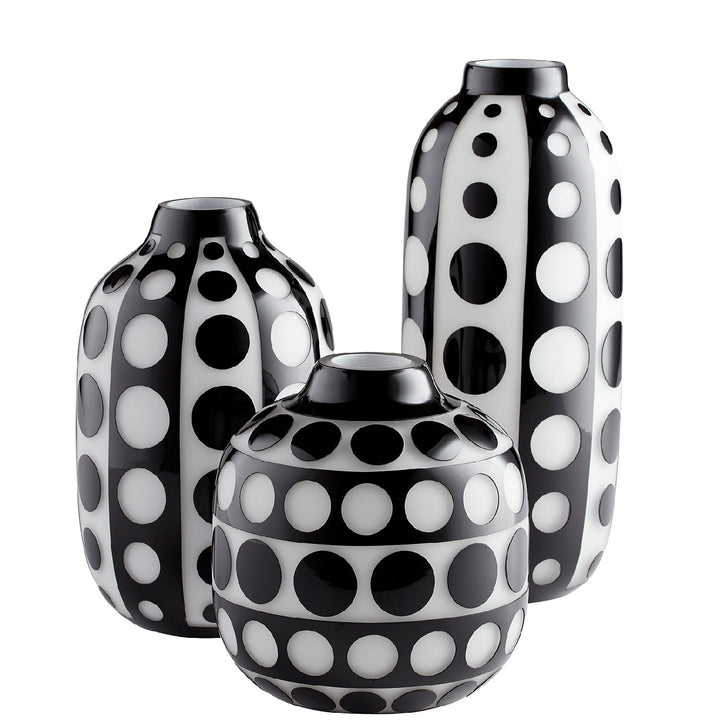 BLACK & WHITE DOT GLASS VASES