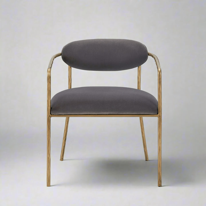 BLAIR GREY VELVET & BRASS DINING CHAIR