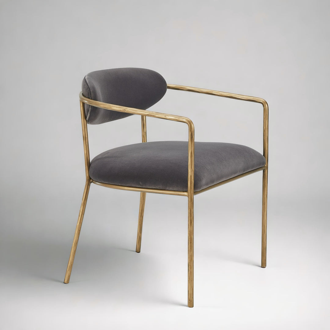 BLAIR GREY VELVET & BRASS DINING CHAIR