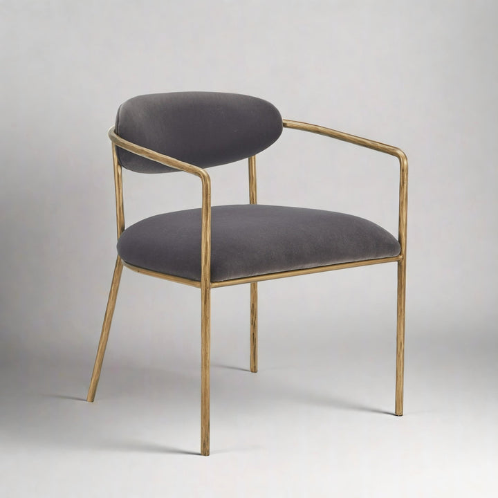 BLAIR GREY VELVET & BRASS DINING CHAIR