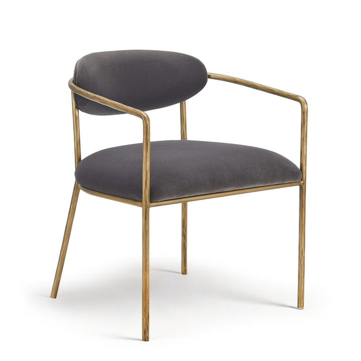 BLAIR GREY VELVET & BRASS DINING CHAIR