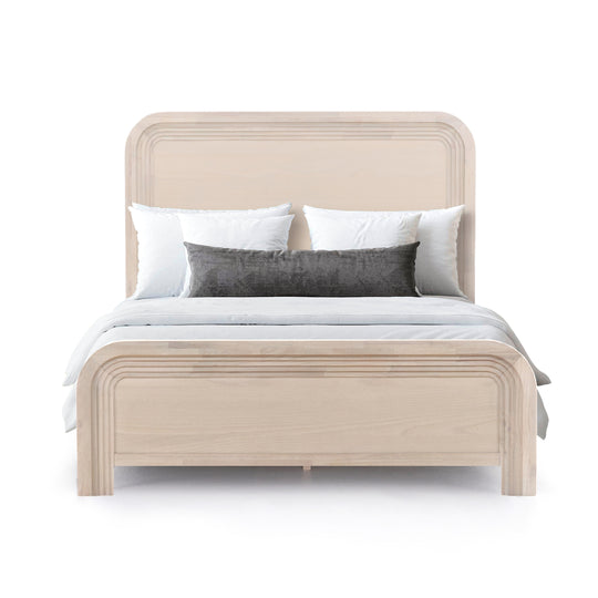 Blanche Deco Wood Panel Bed Queen - Straight Front View of Bed Frame