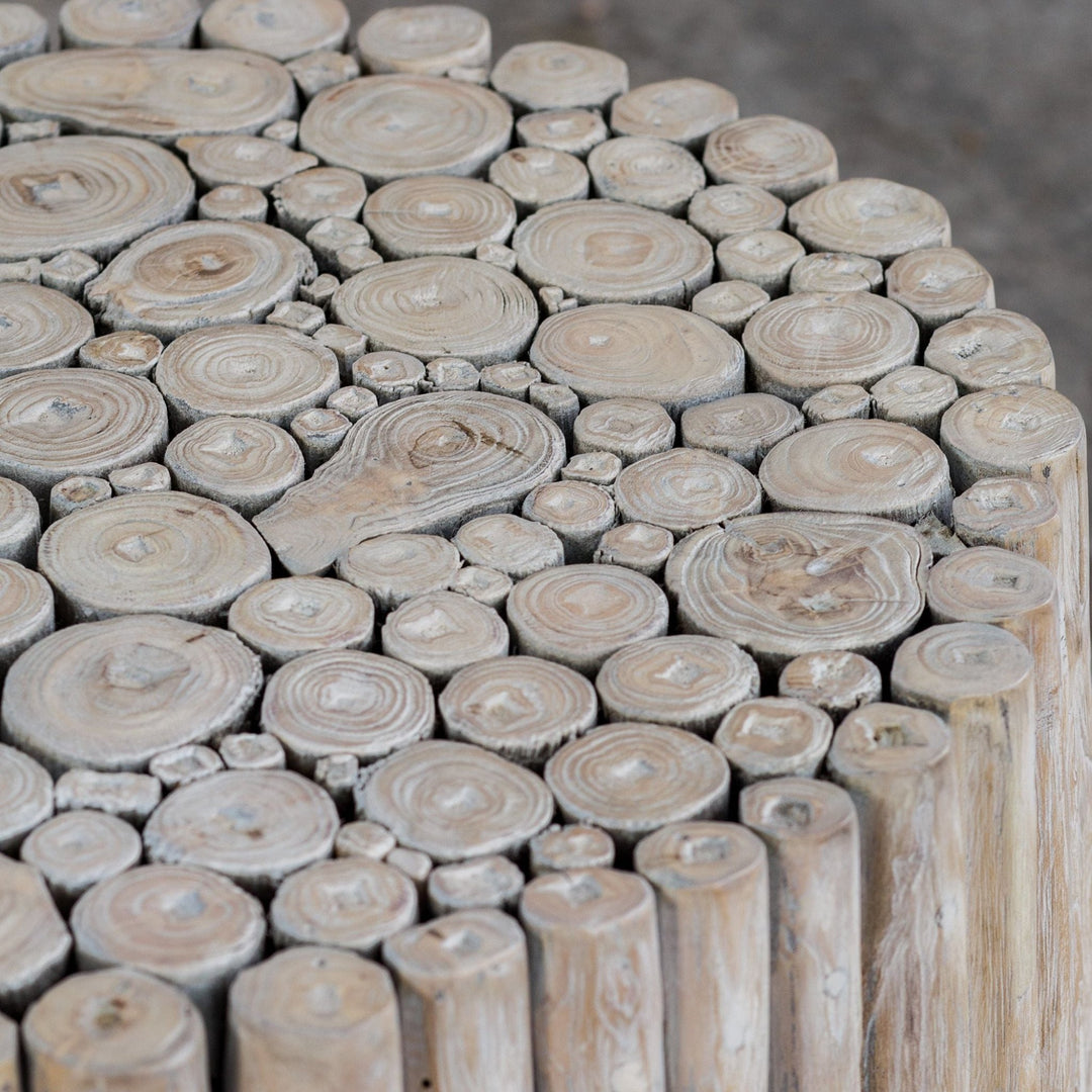 BLEACHED TEAK WOOD STICKS END TABLE