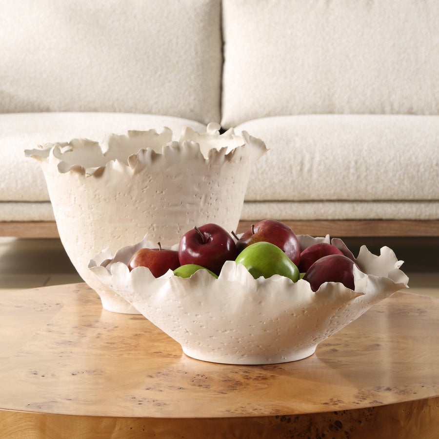 BLOSSOM SHORT OFF - WHITE CERAMIC BOWL