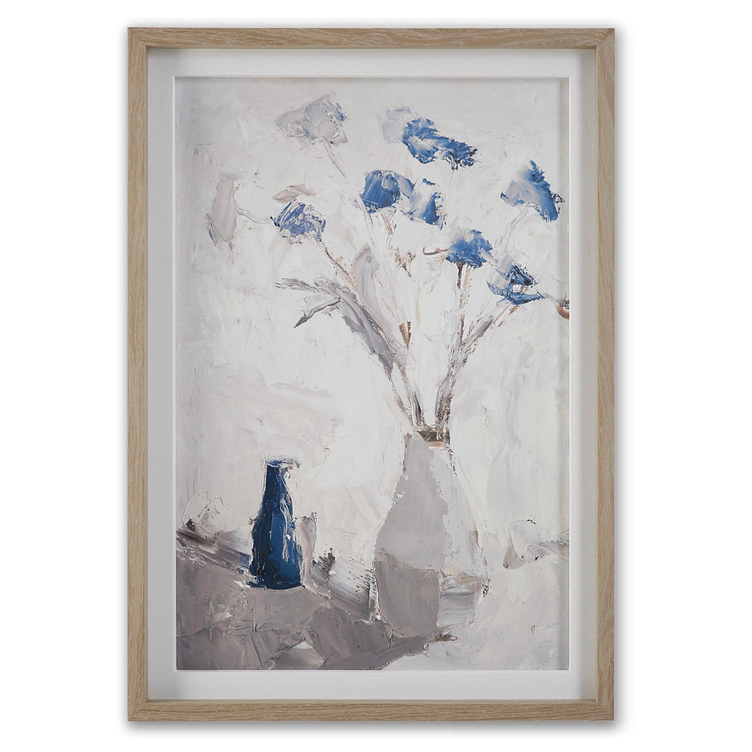 "BLUE FLOWERS IN VASE" FRAMED ART PRINT