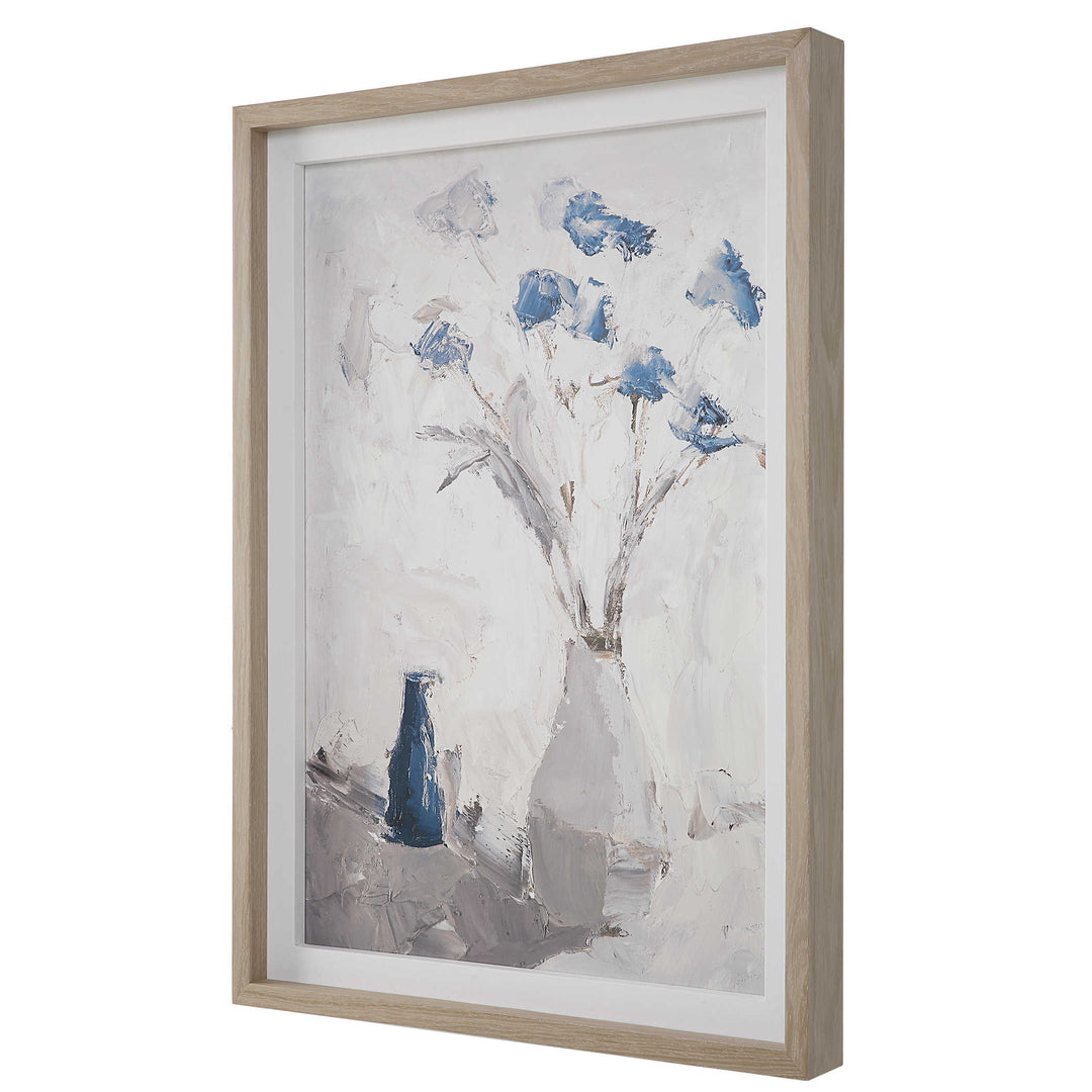 "BLUE FLOWERS IN VASE" FRAMED ART PRINT