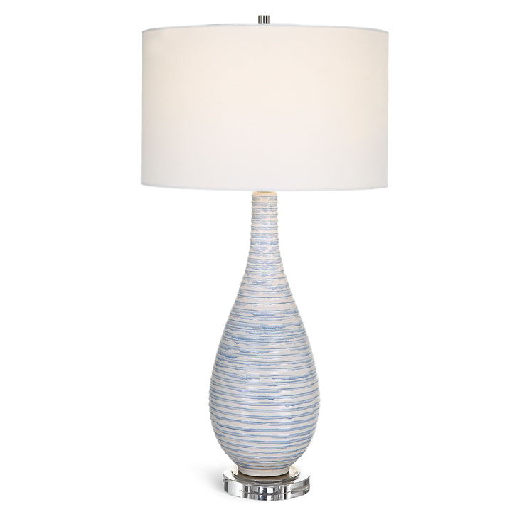 BLUE & WHITE DRIP GLAZE TABLE LAMP