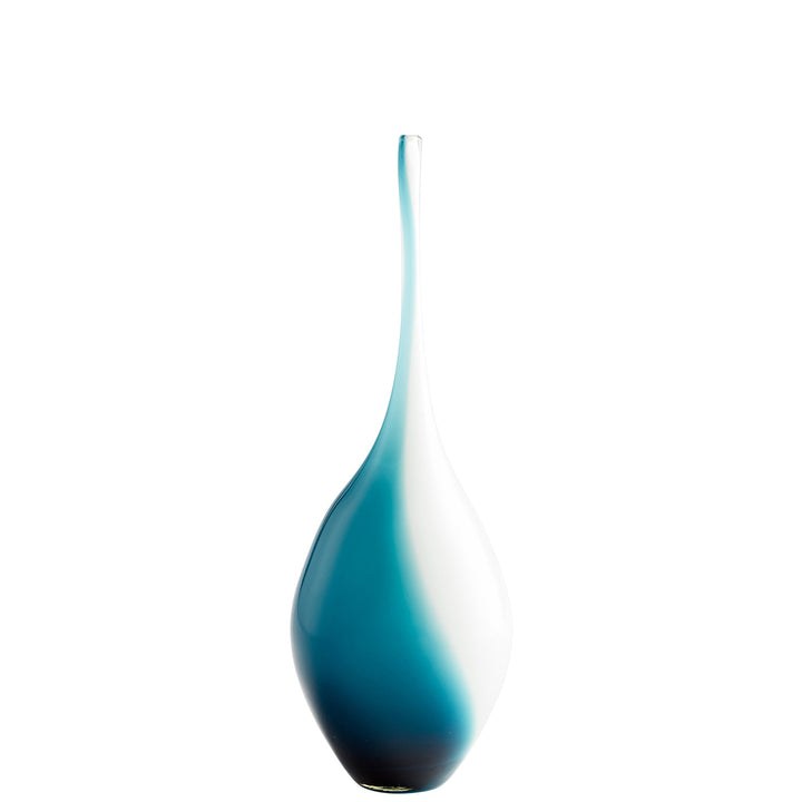 BLUE & WHITE SWIRLY GLASS VASE