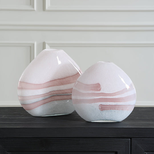 BLUSH SWIRL GLASS VASES | SET OF 2