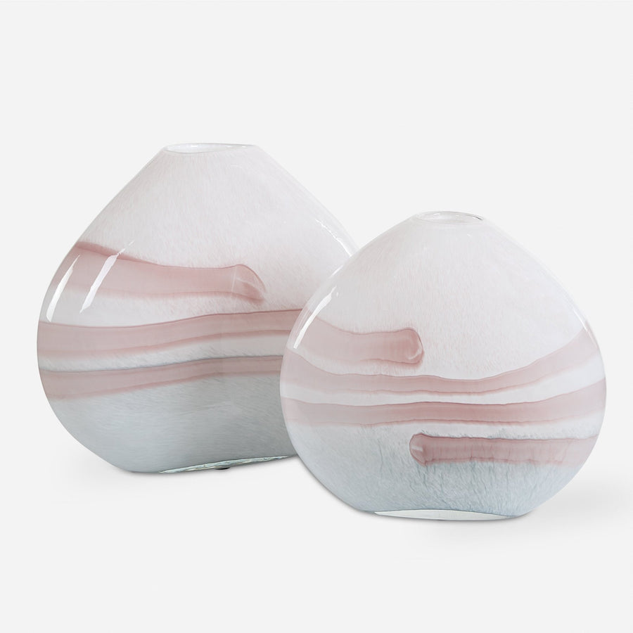 BLUSH SWIRL GLASS VASES | SET OF 2